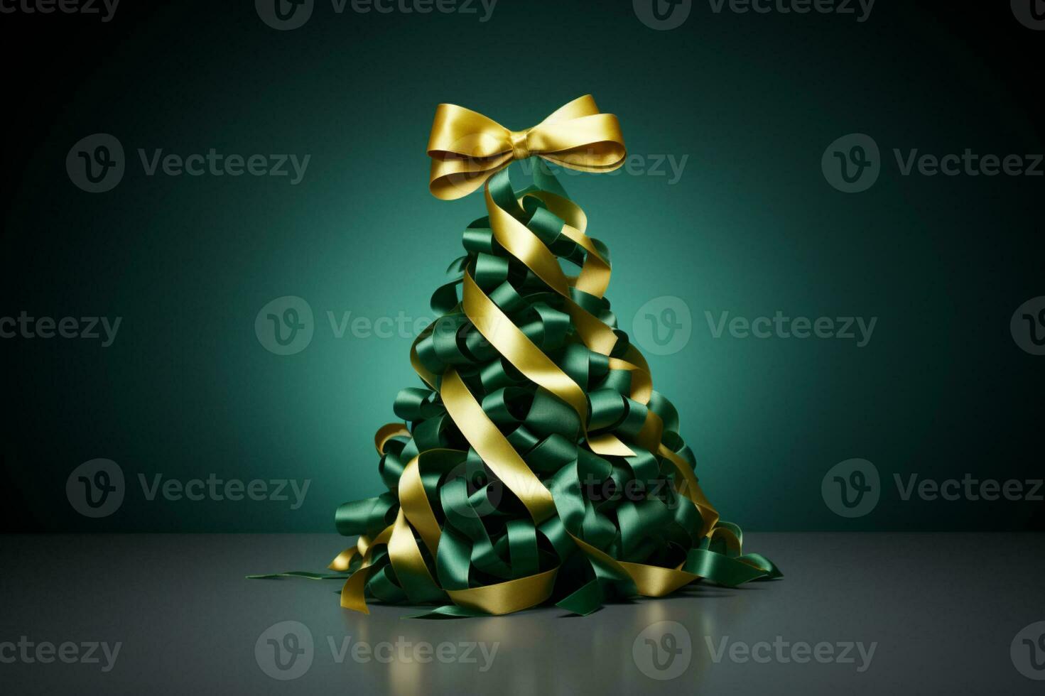AI generated Christmas tree made with ribbons photo