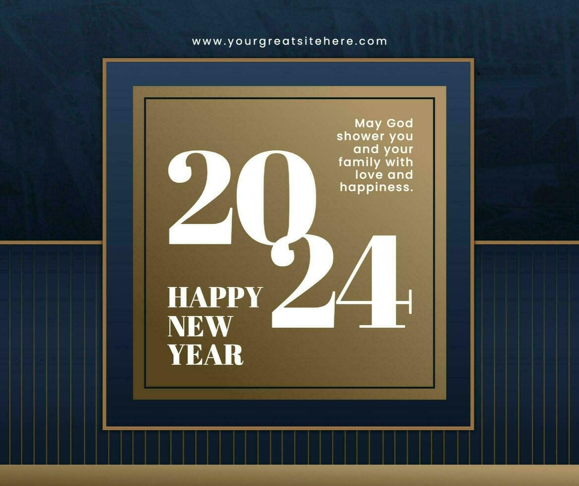 Gradient Gold and Blue New Year Greetings Facebook Post Template