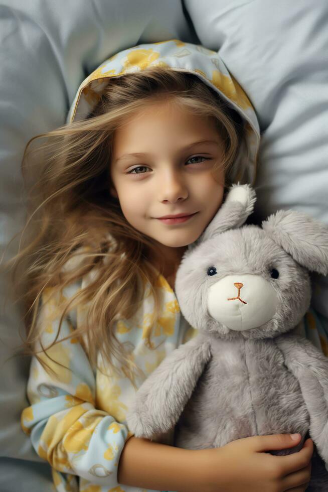 AI generated Blooming Dreams Springtime Girl in Floral Elegance Pajamas photo