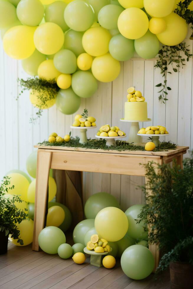 AI generated Nurturing Nature Simple and Serene Baby Shower in Green and Yellow photo