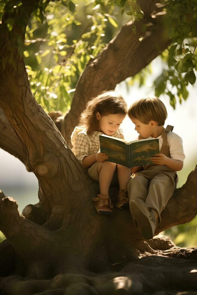 AI generated Adorable Reader Child Bookworm's Charm photo