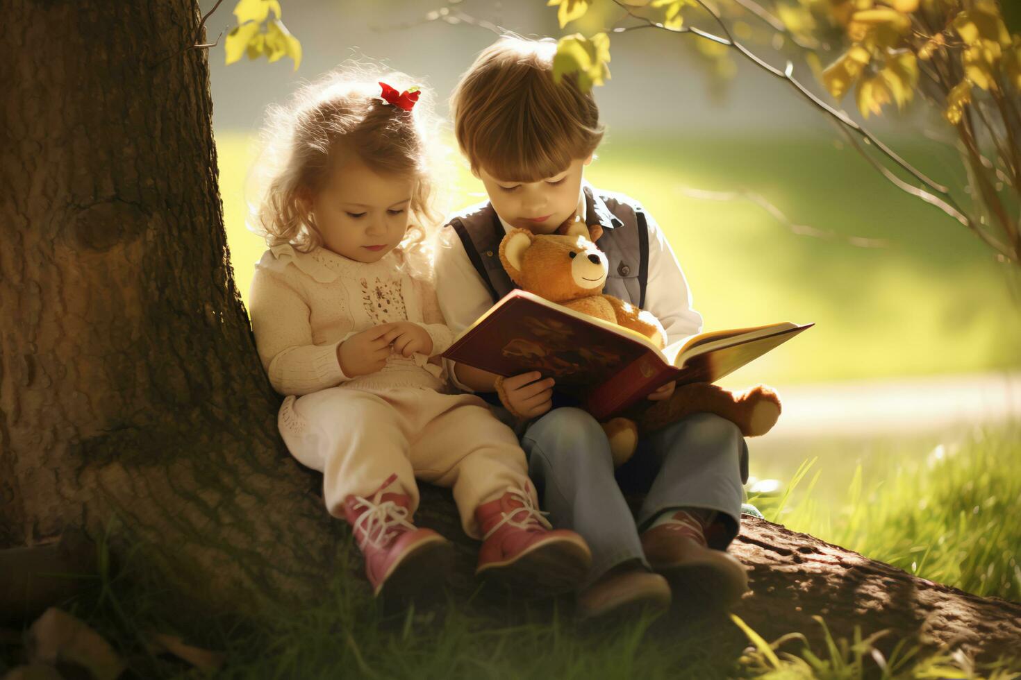 AI generated Adorable Reader Child Bookworm's Charm photo