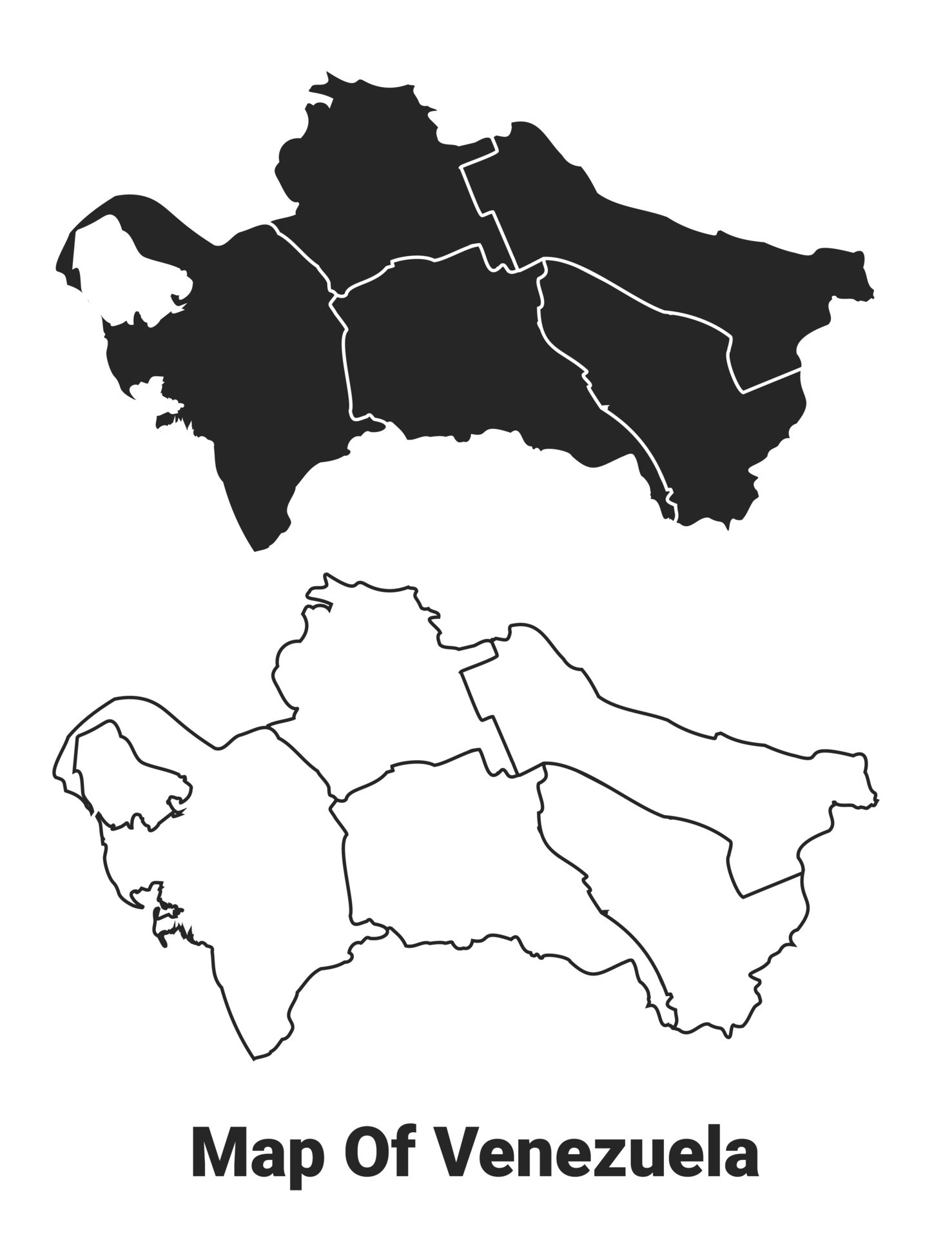 Vector Black map of venezuela country with borders of regions 36067646 Vector Art at Vecteezy