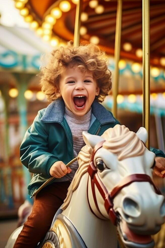AI generated Merry Go Round Magic Kid's Joyful Spin of Outdoor Delight photo