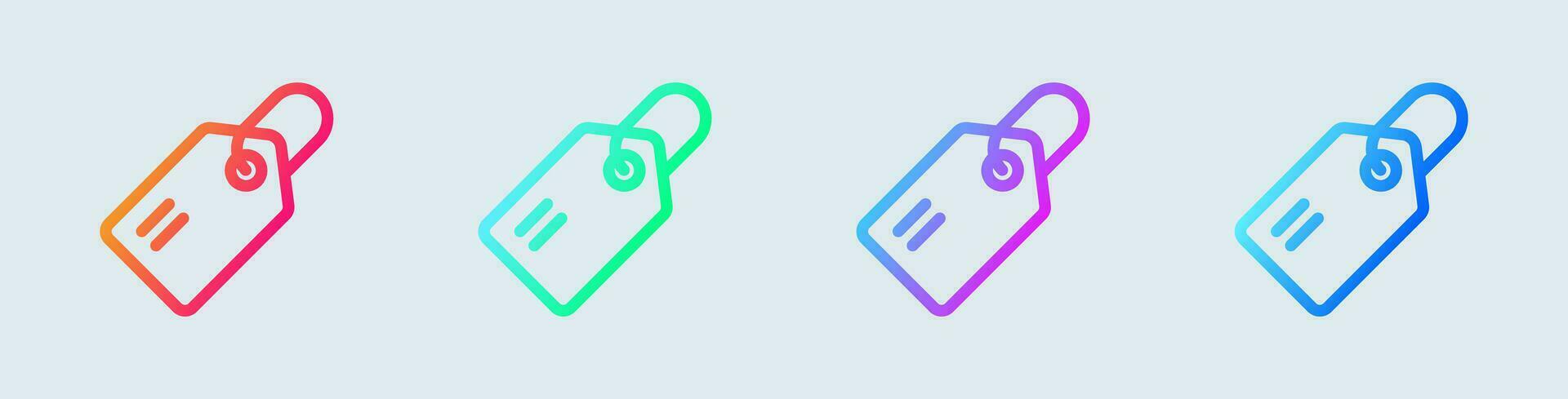 Price tags line icon in gradient colors. Label signs vector illustration.