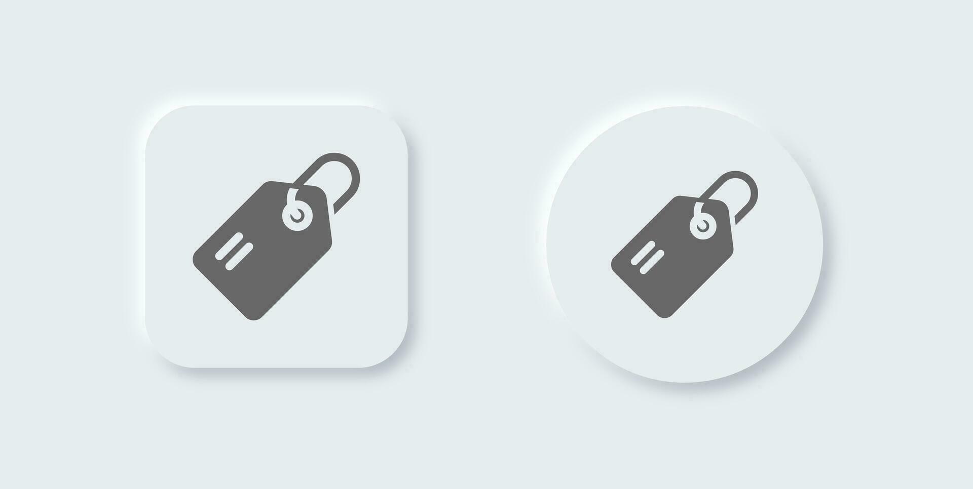 Price tags solid icon in neomorphic design style. Label signs vector illustration.