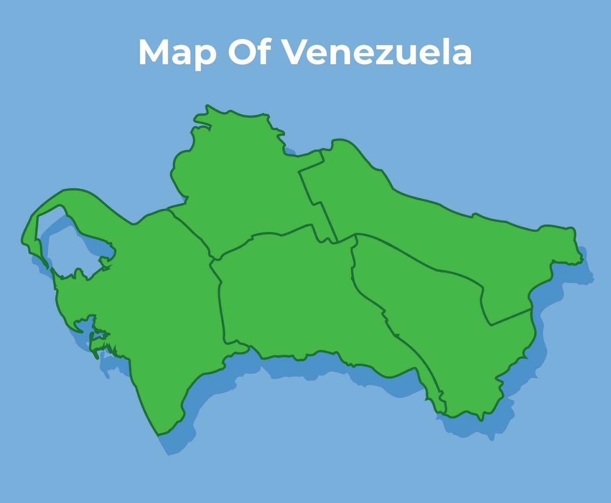 Detailed map of Venezuela country in green vector illustration