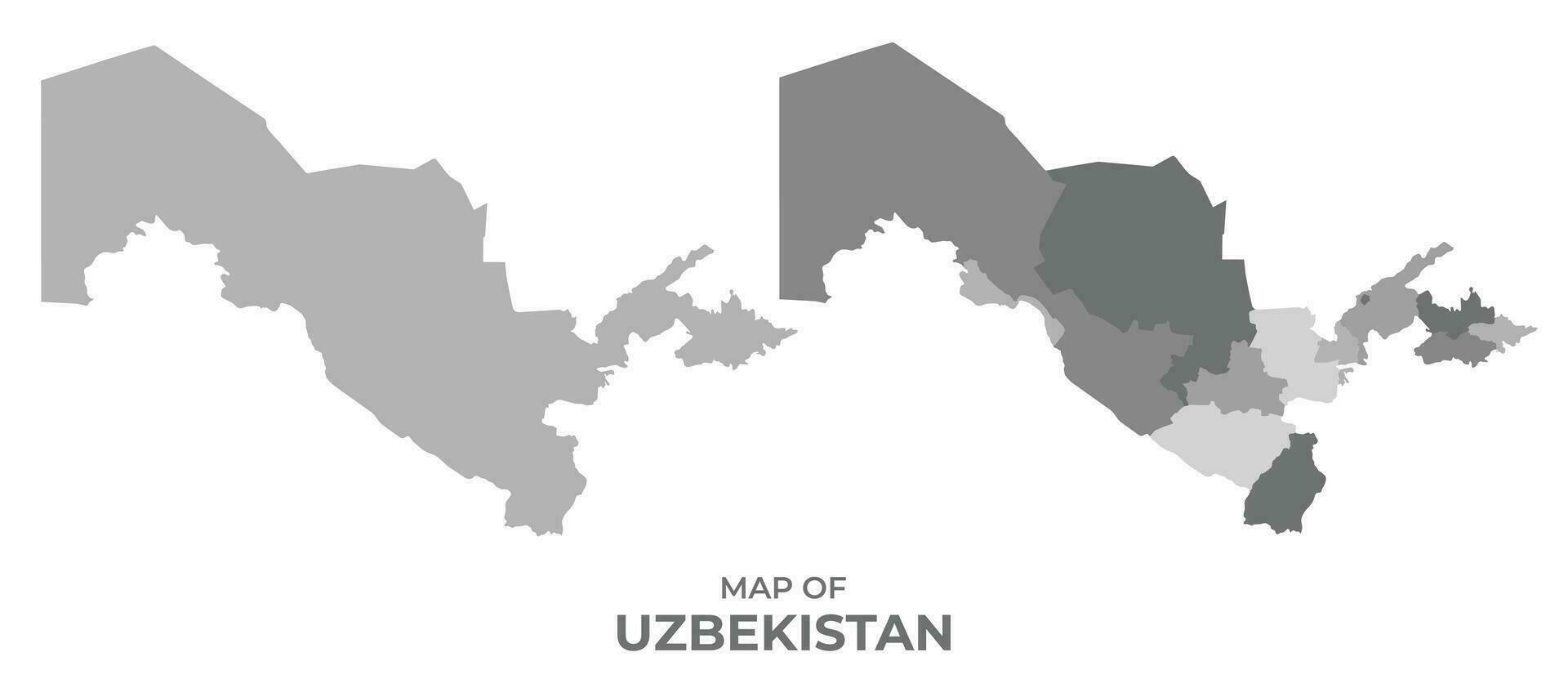 escala de grises vector mapa de Uzbekistán con regiones y sencillo plano ilustración