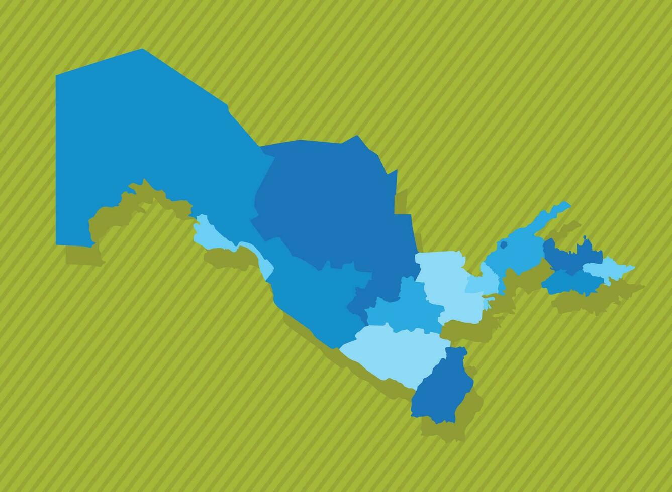 Uzbekistan map with regions blue political map green background vector illustration