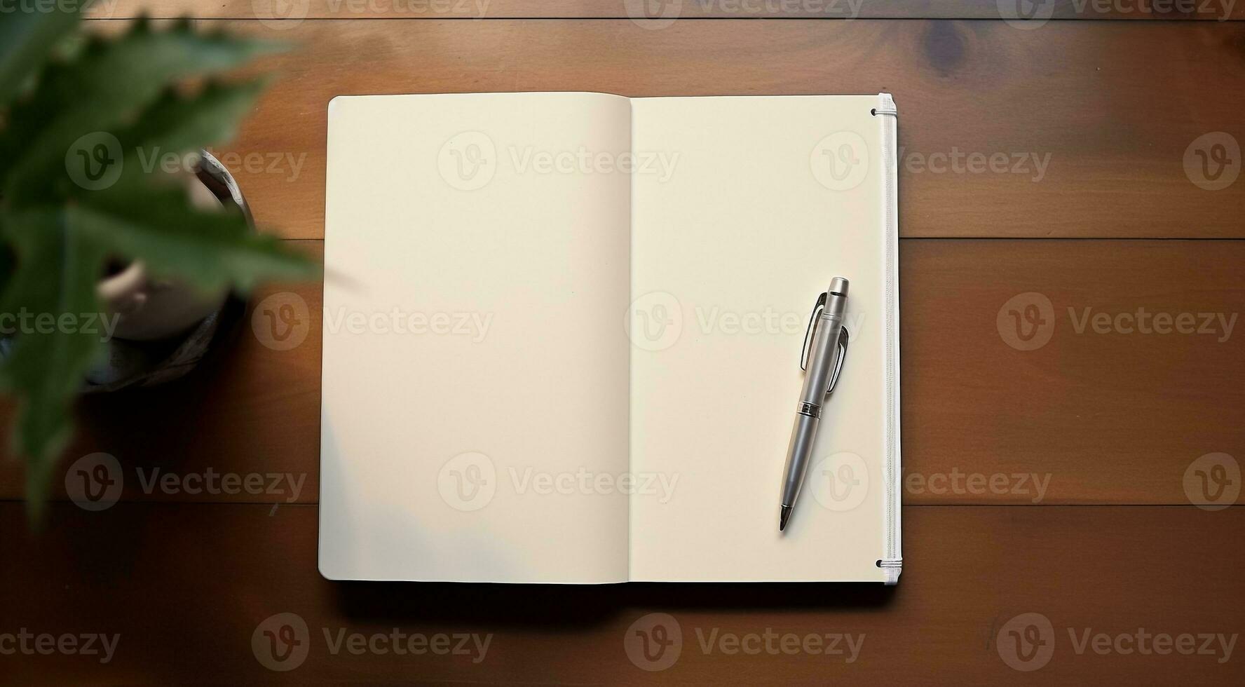 AI generated business persons working table, close-up of pen and paper on the table photo