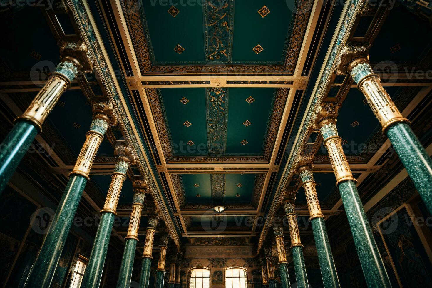 AI generated Ceiling with patterns and pillars generative AI photo