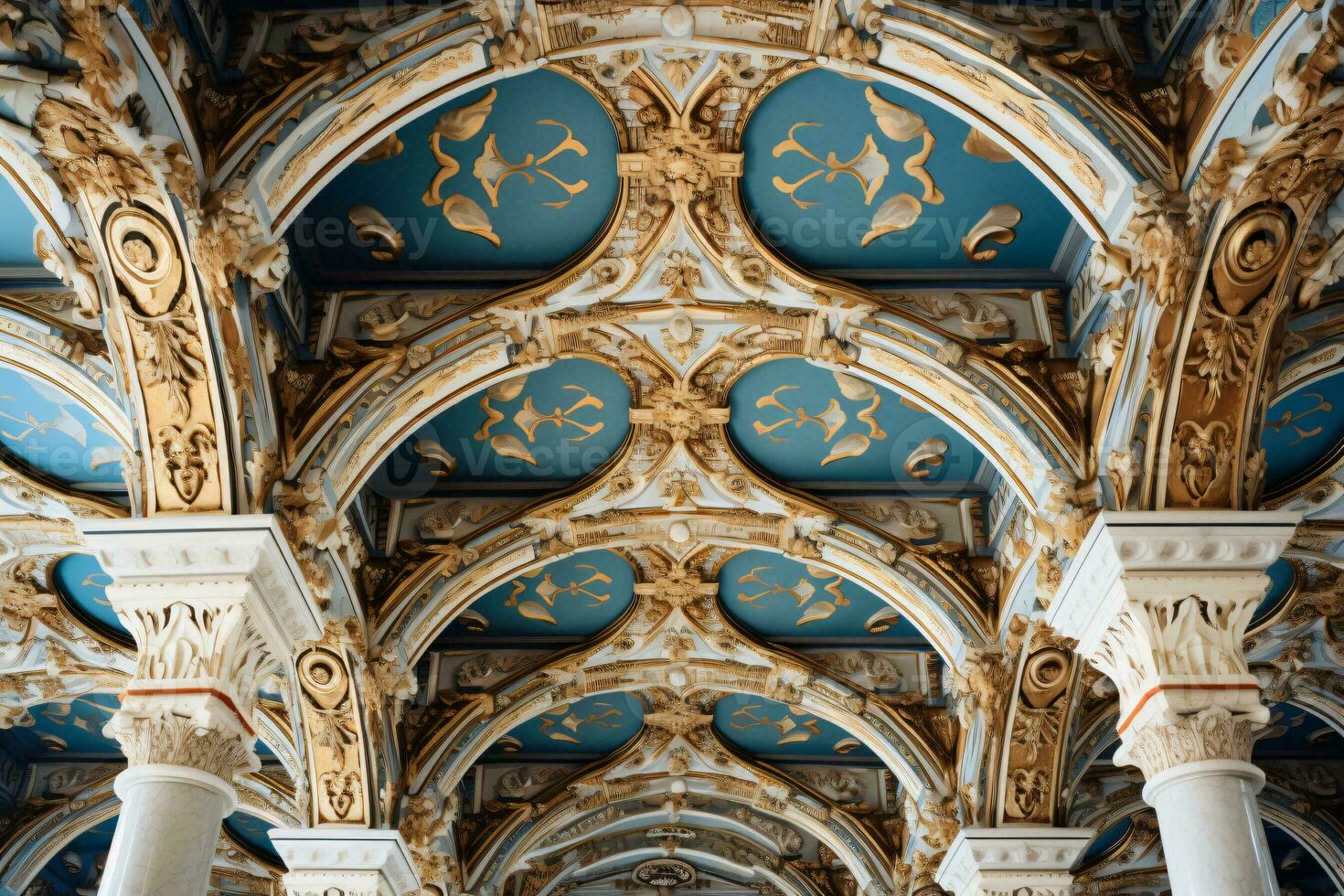 AI generated Ceiling with patterns and pillars generative AI photo