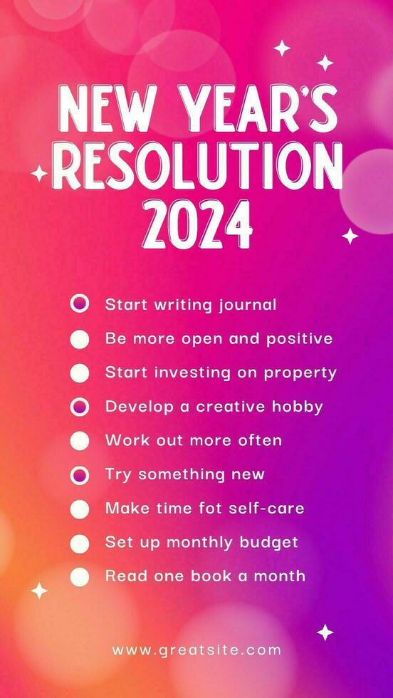 New Year Resolution Checklist Instagram Story template