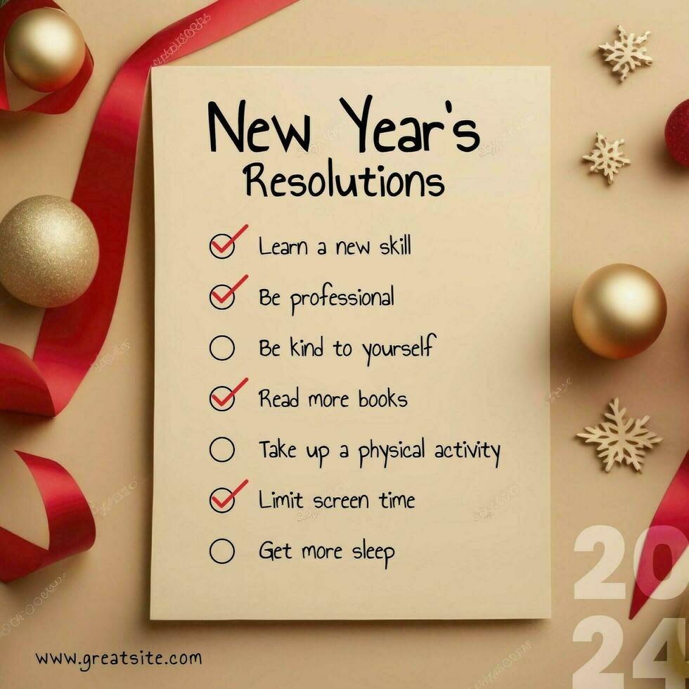 New Year's Resolutions To Do List  Linkedin Post template