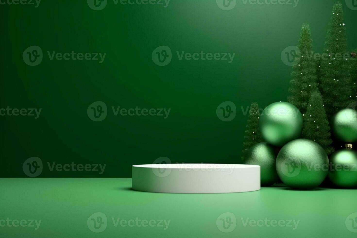 AI generated merry Christmas 3d rendered red Podium display for event photo