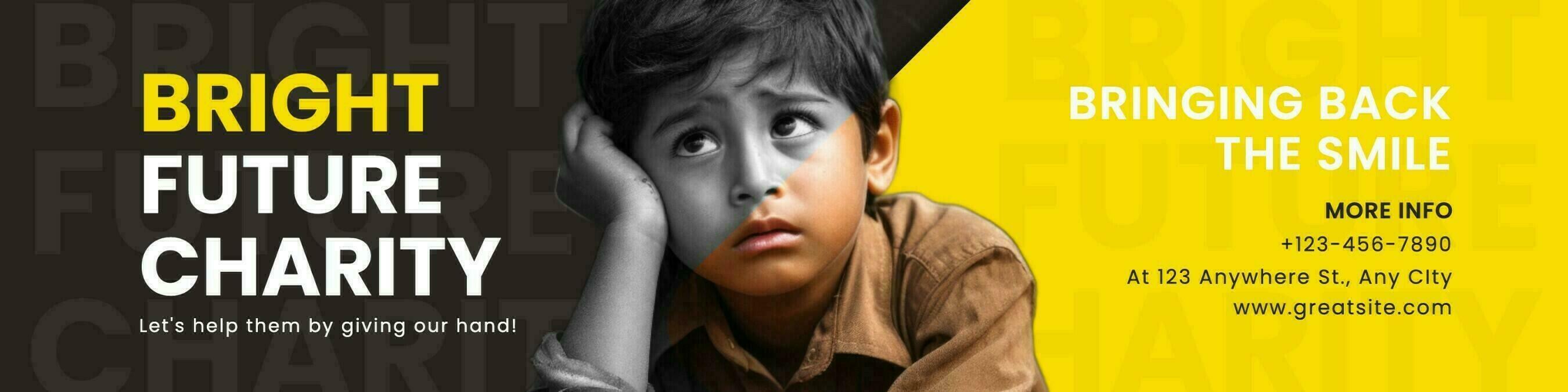 Black And Yellow Minimalist Charity Linkedin Banner 36068312 Sjabloon