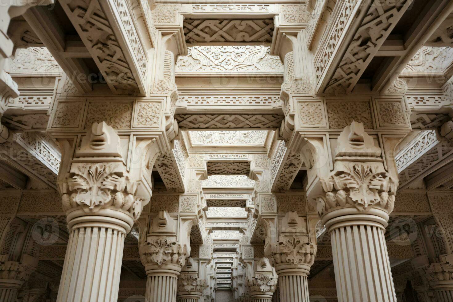 AI generated Ceiling with patterns and pillars generative AI photo