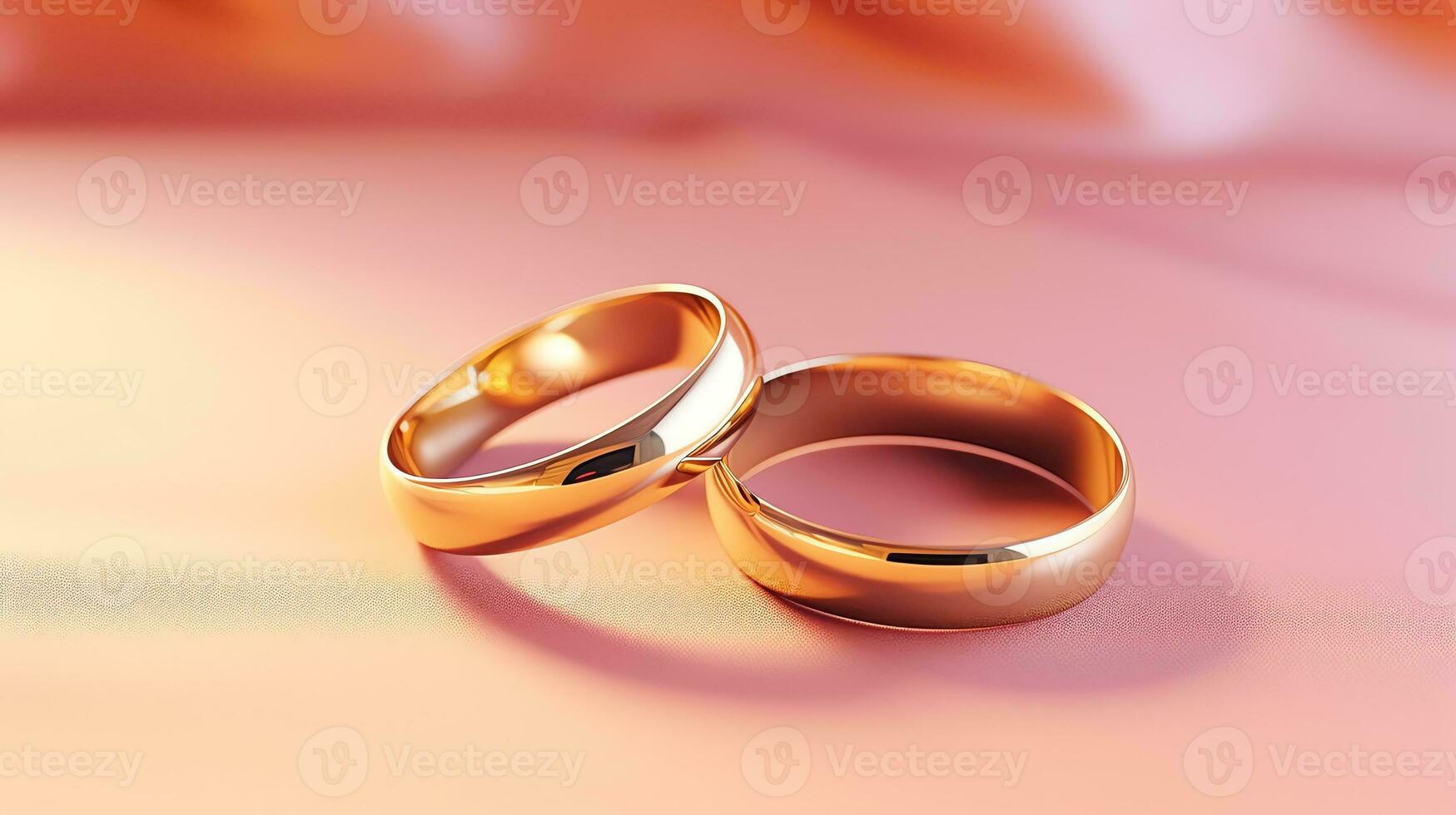 AI generated Pair of gold wedding rings. Happy engagement day concept. AI generated image photo