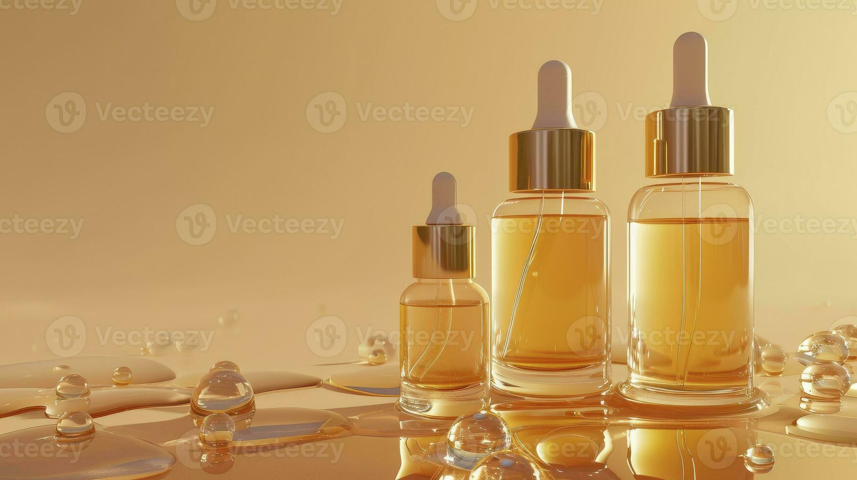 AI generated 3D Collagen Skin Serum and Vitamin illustration isolated on soft color background. concept skin care cosmetics solution. 3d rendering. photo
