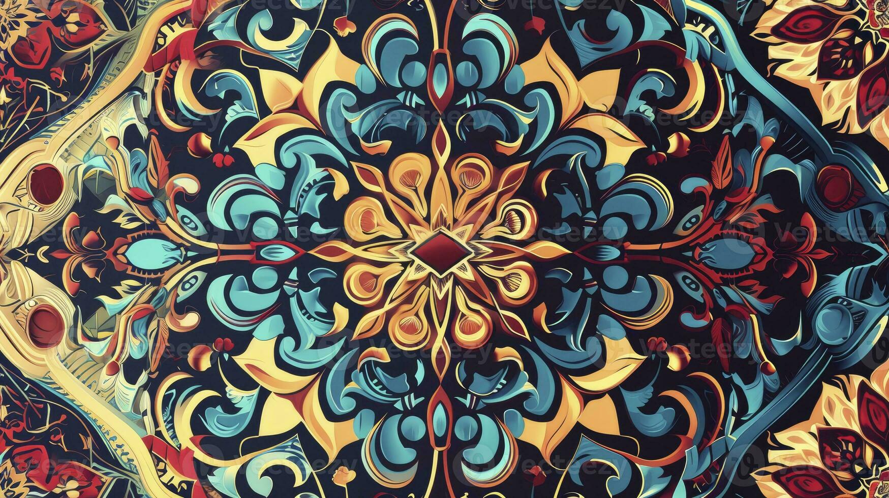 AI generated Colorful arabesque pattern photo