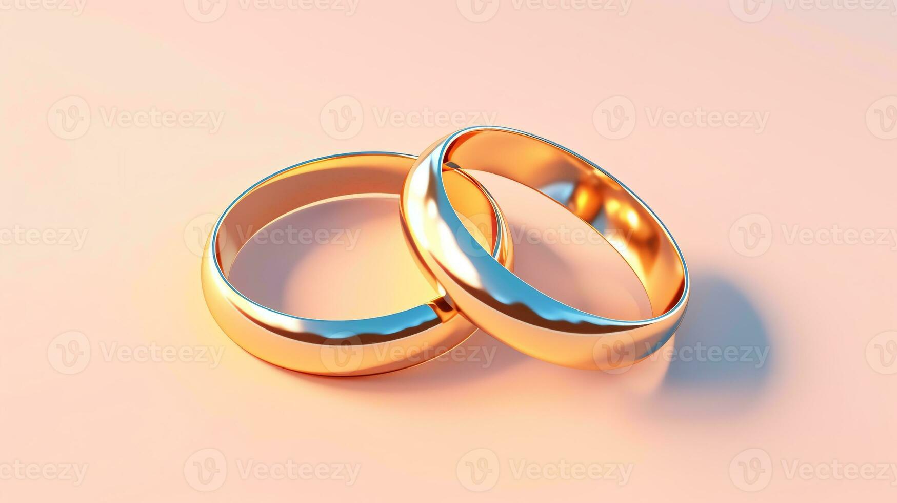 AI generated Pair of gold wedding rings. Happy engagement day concept. AI generated image photo