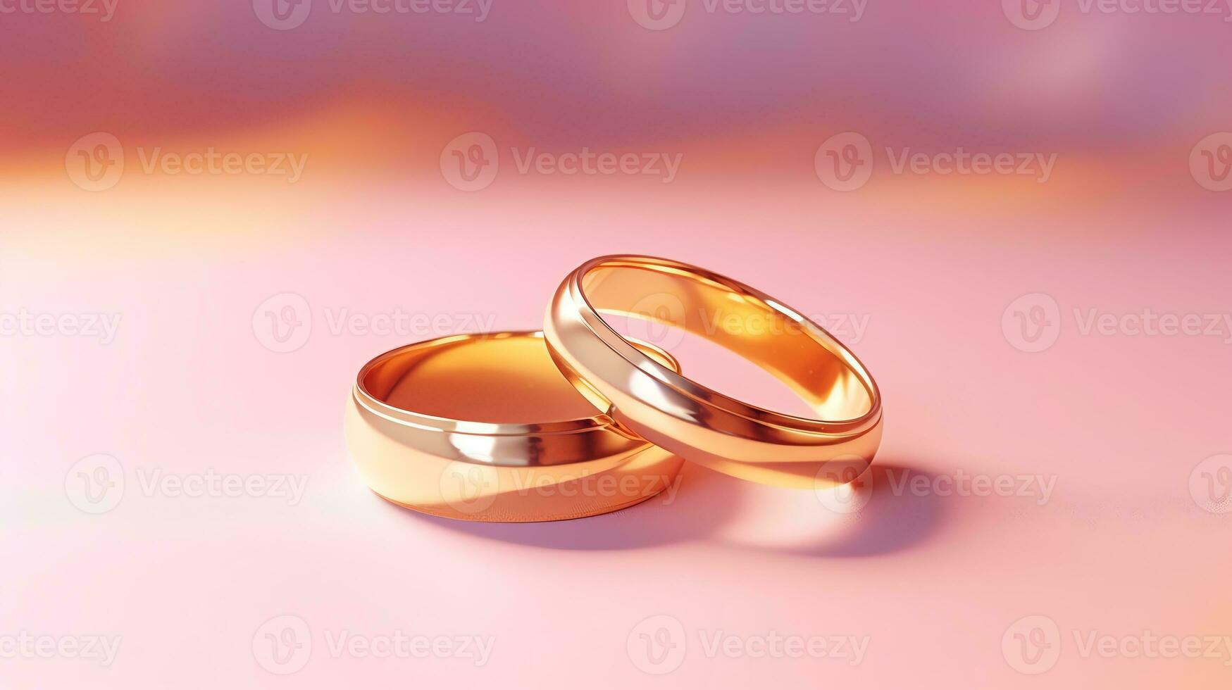 AI generated Pair of gold wedding rings. Happy engagement day concept. AI generated image photo