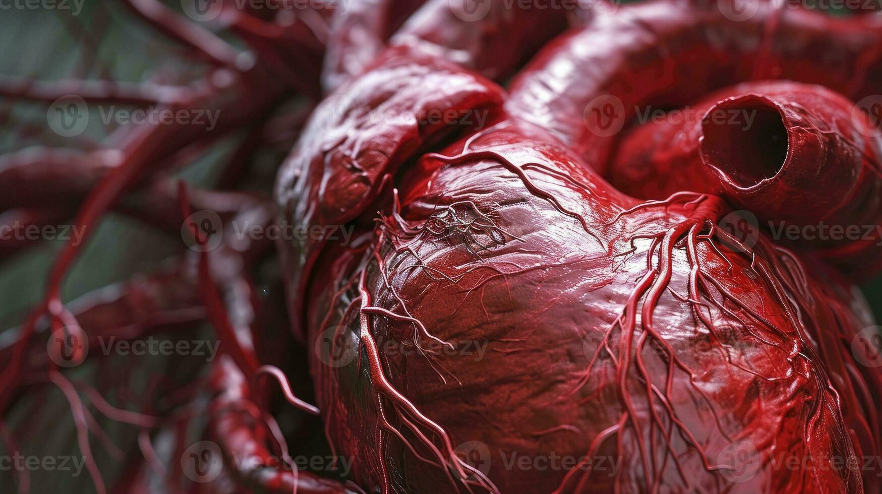 AI generated Heart human real veins anatomy for background photo