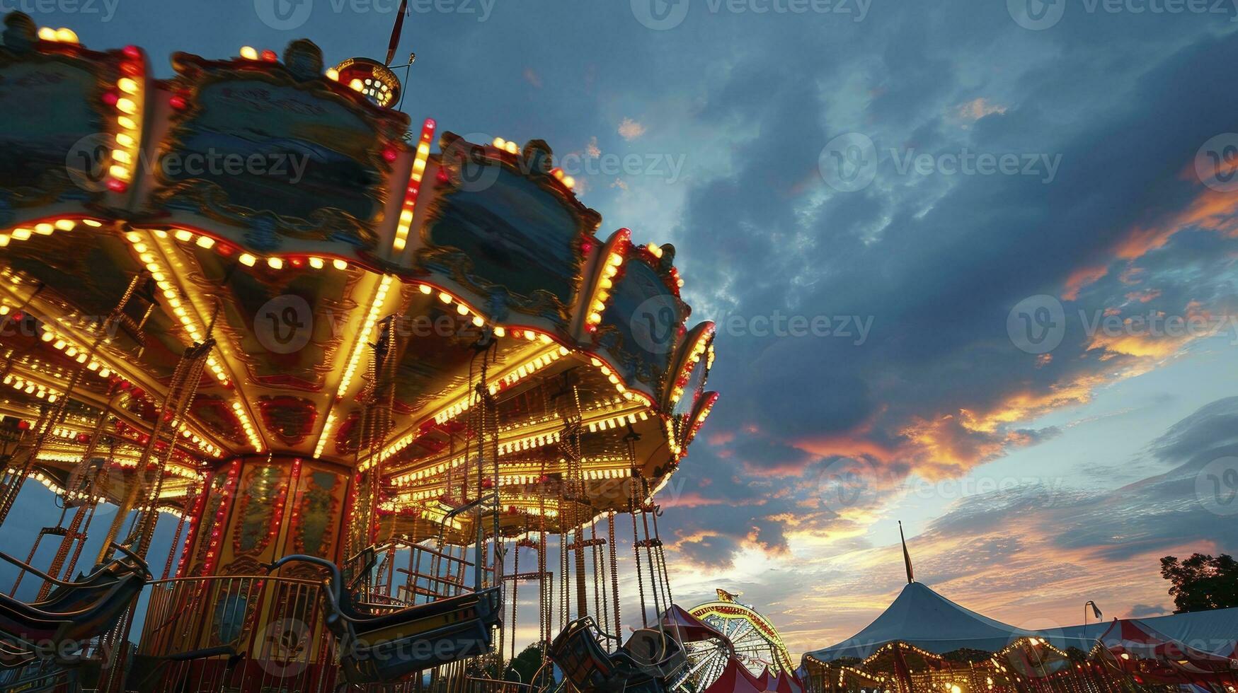 AI generated Colorful summer carnival at dusk photo