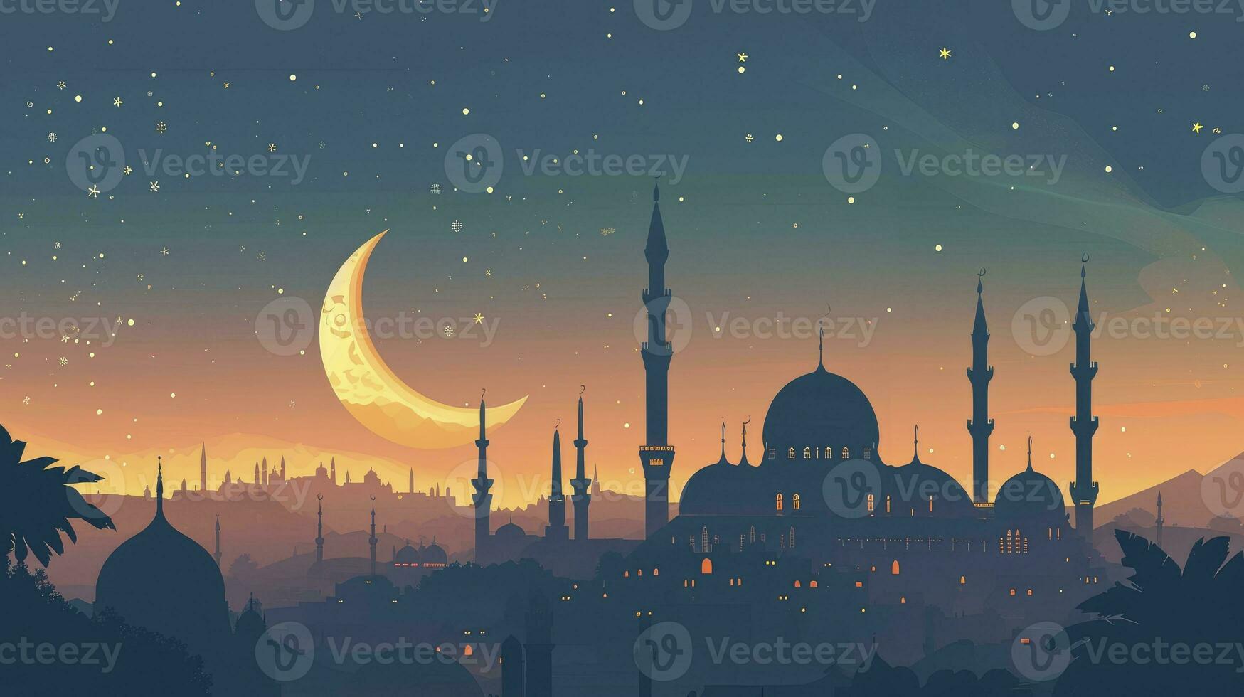 AI generated Flat design ramadan kareem background photo