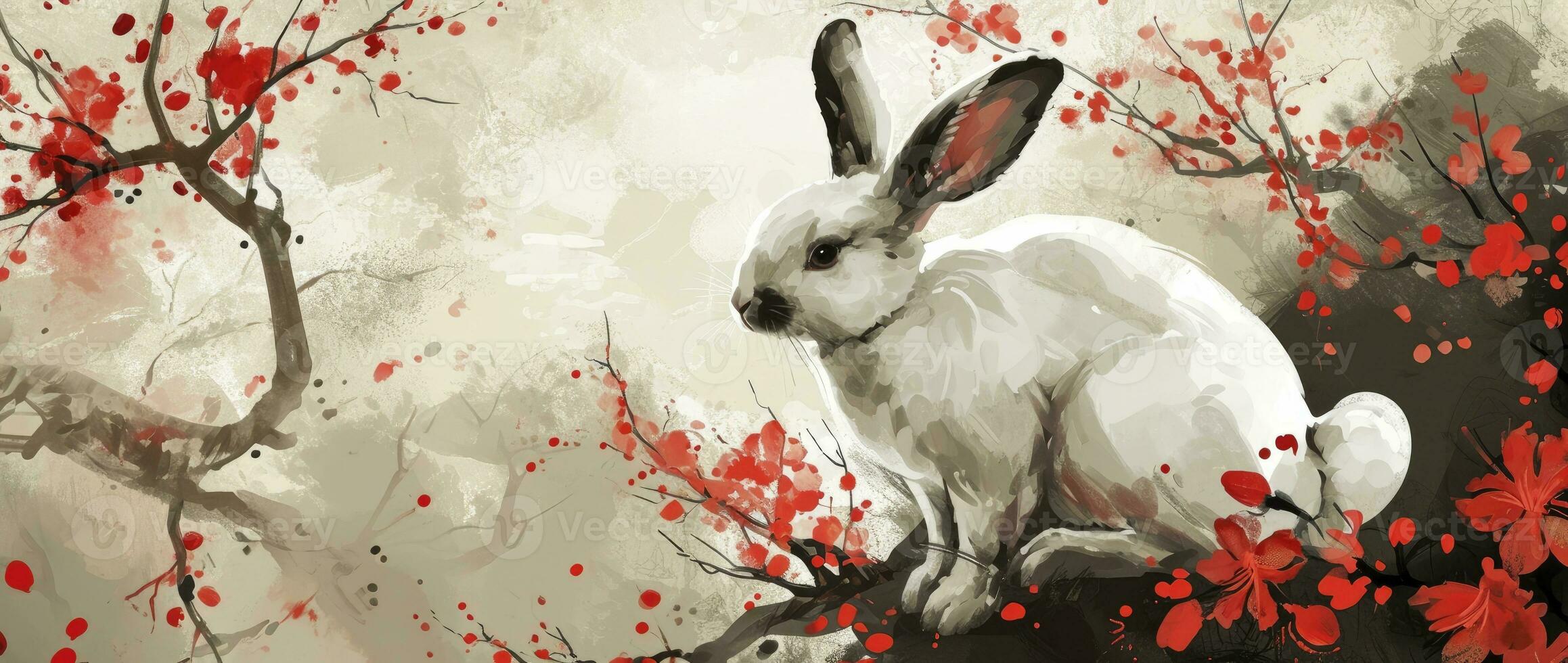 AI generated The new year 2024 chinese rabbit chinese new year