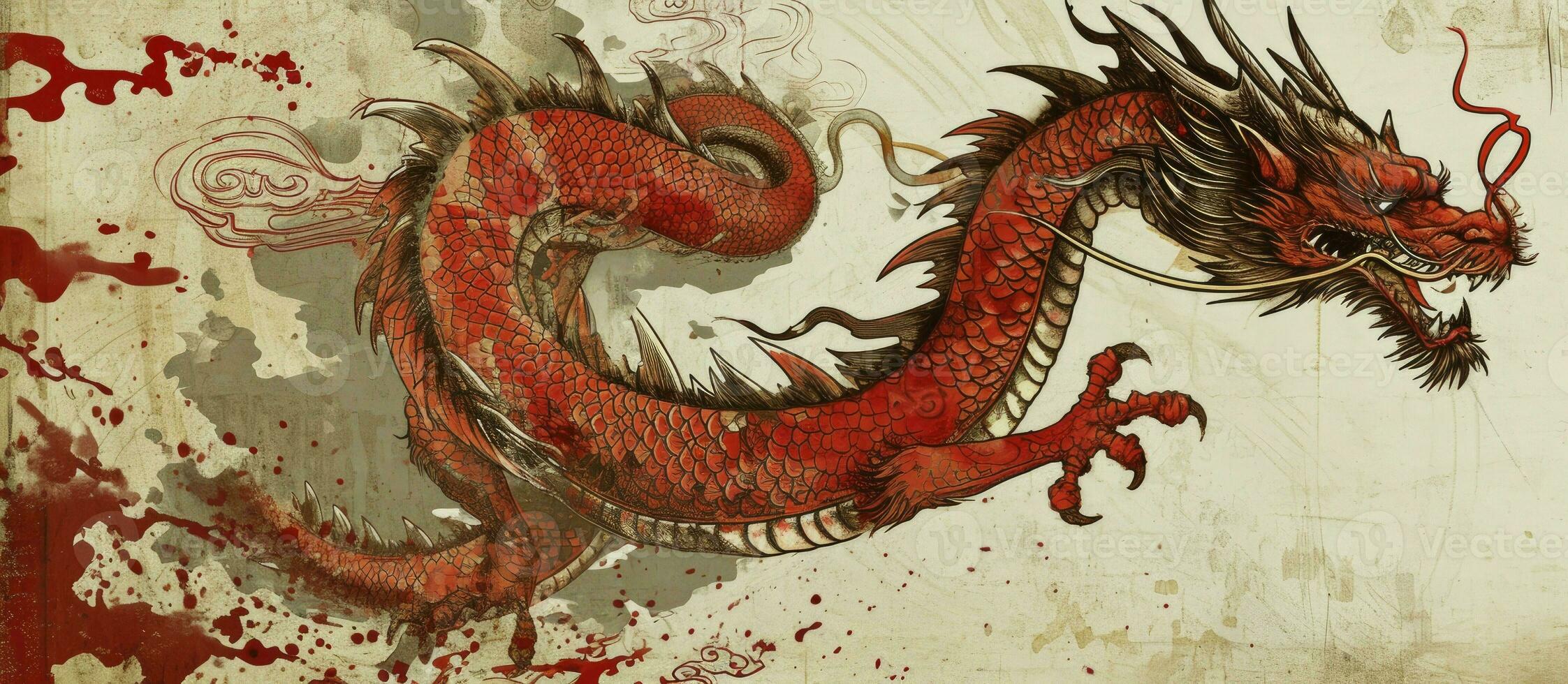 AI generated 2024 Chinese new year golden dragon. photo