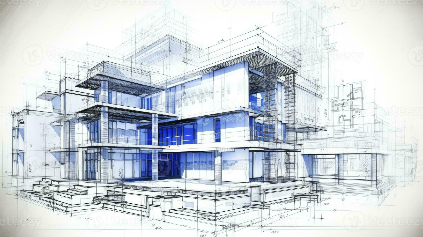 AI generated Architecture model blueprint photo