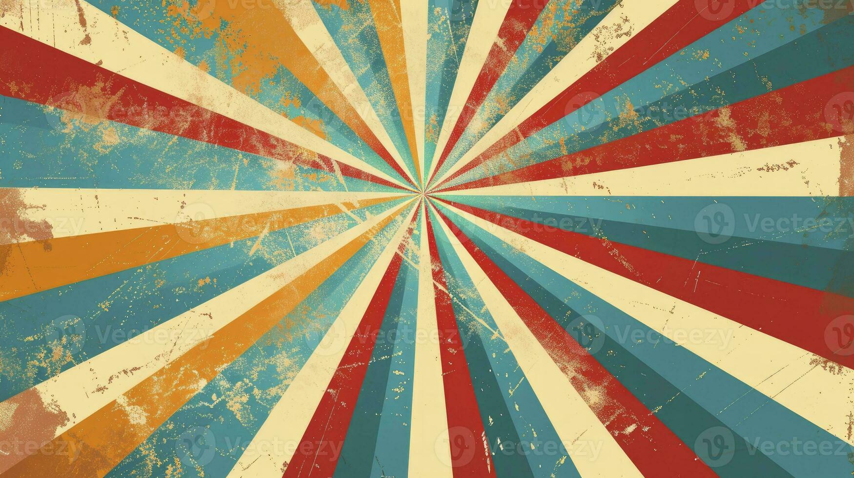 AI generated Colourful grunge retro burst. Vintage summer, circus and carnival background. photo