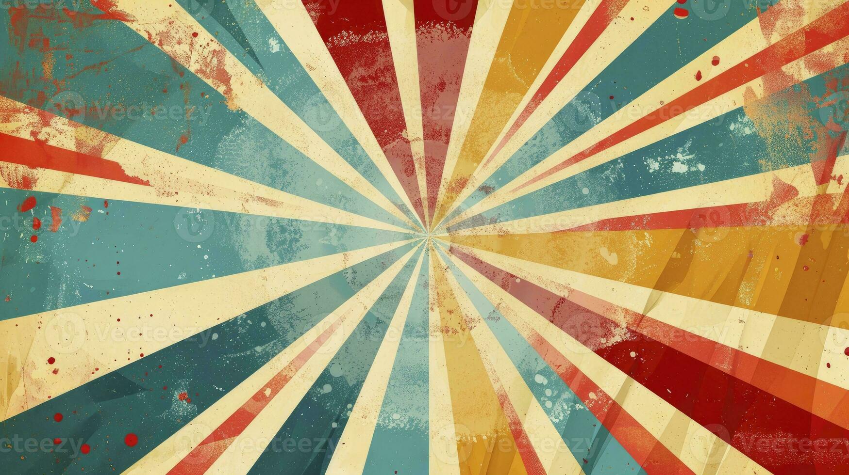 AI generated Colourful grunge retro burst. Vintage summer, circus and carnival background. photo