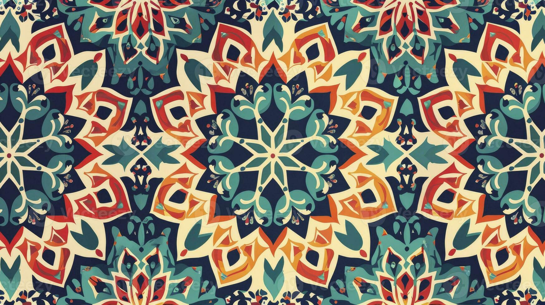 AI generated Colorful arabesque pattern photo