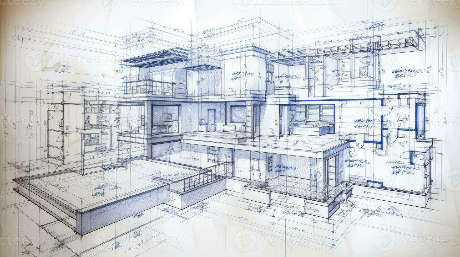 AI generated Architecture model blueprint photo