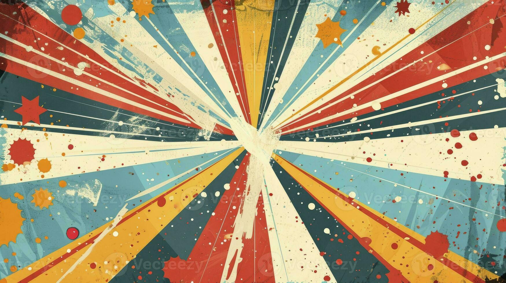 AI generated Colourful grunge retro burst. Vintage summer, circus and carnival background. photo