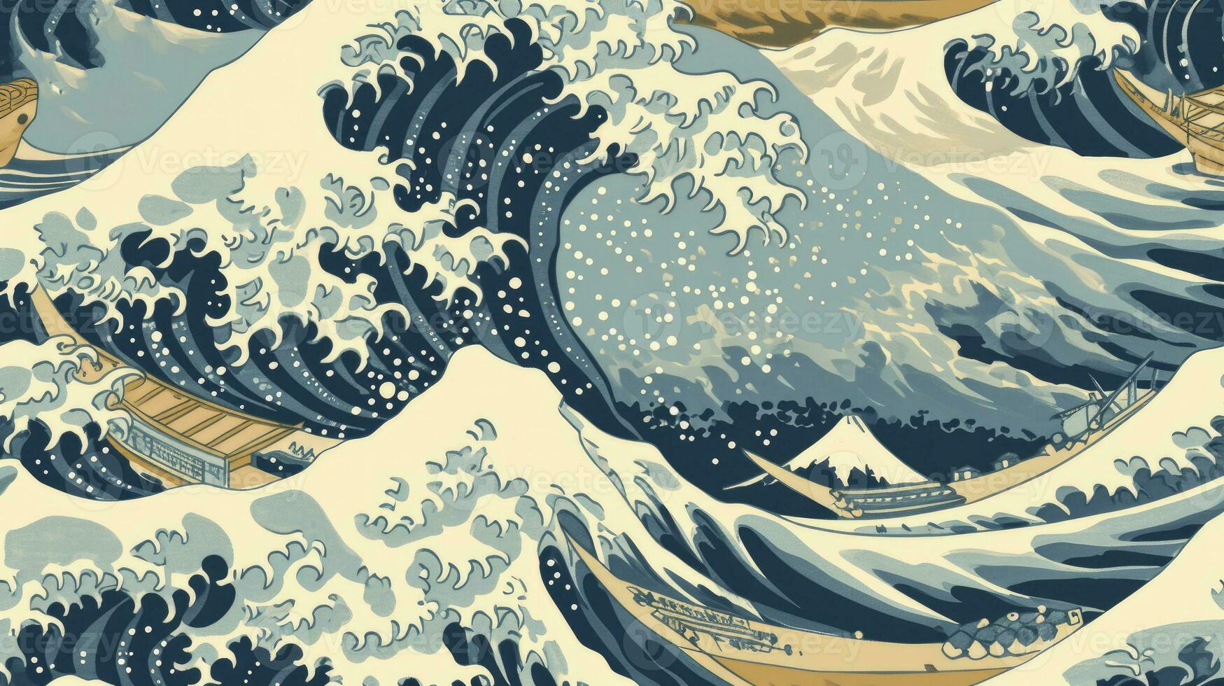 AI generated A vintage style japanese crashing wave background. Seamless pattern photo