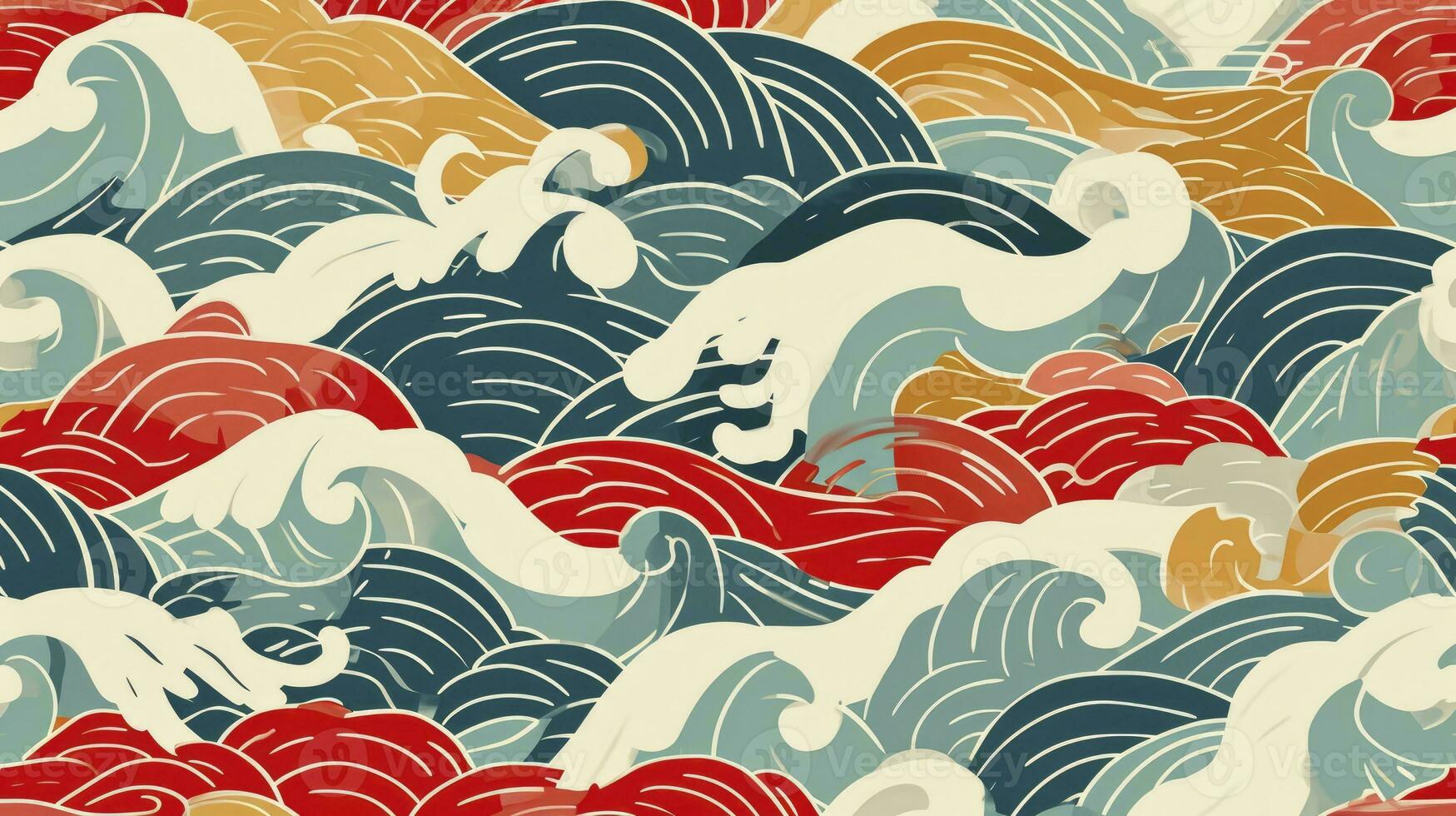 AI generated Background of japanese style wave pattern teture photo