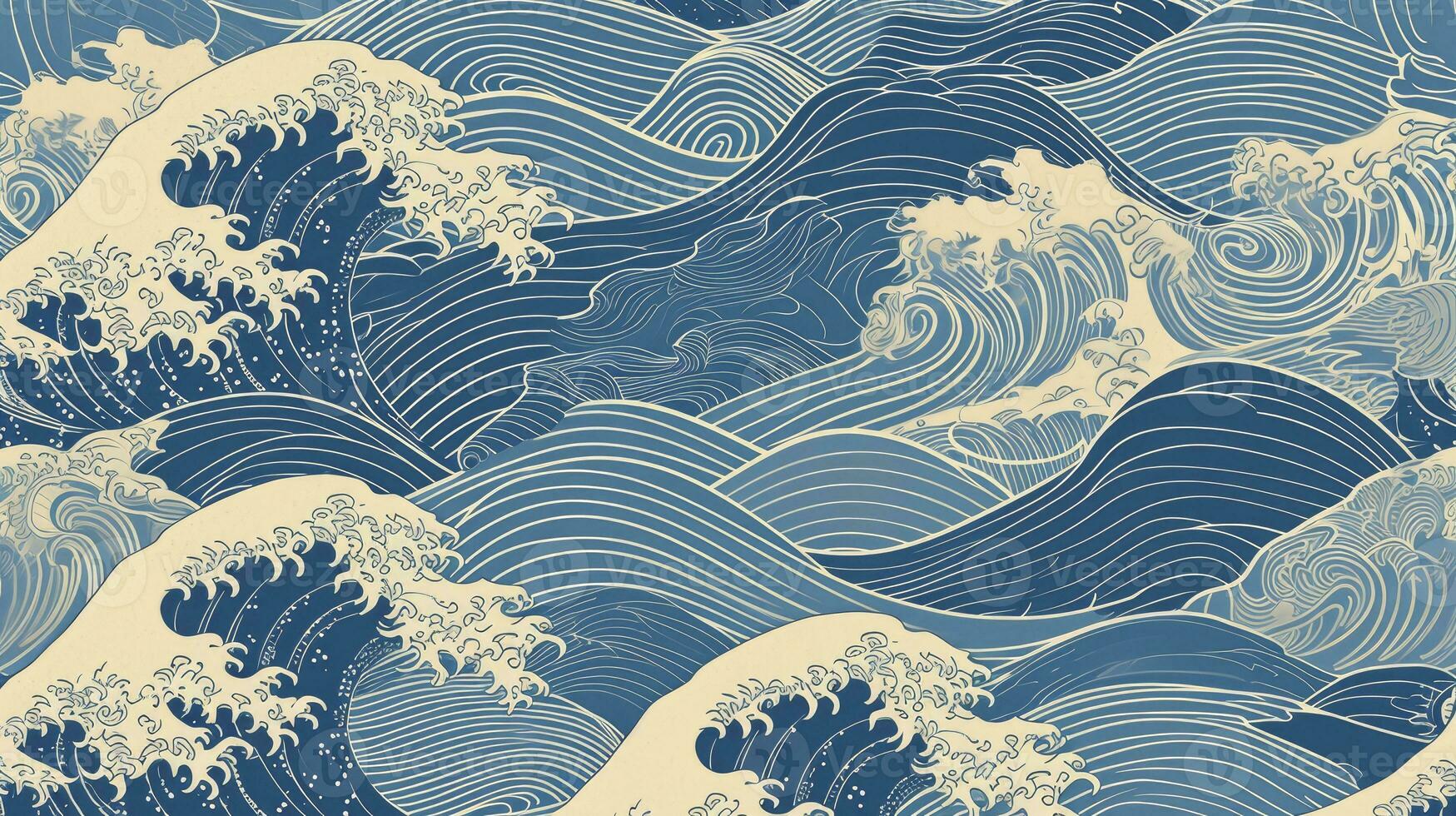 AI generated Background of japanese style wave pattern teture photo