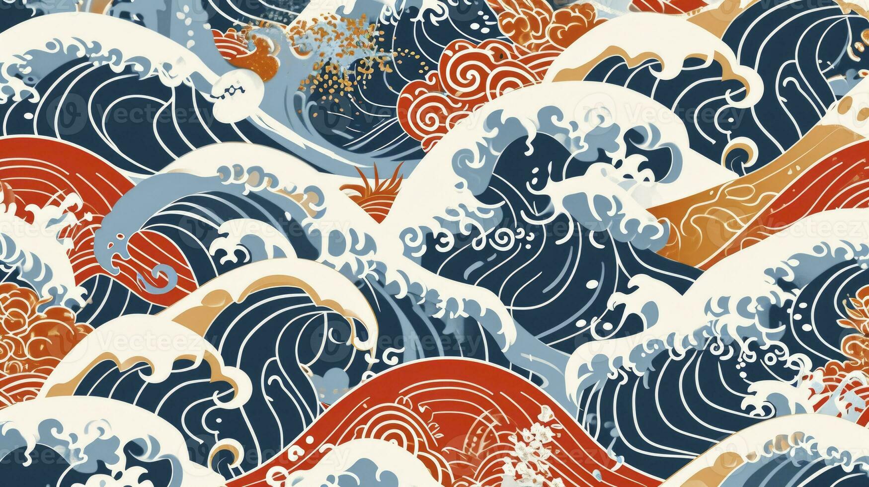 AI generated Background of japanese style wave pattern teture photo