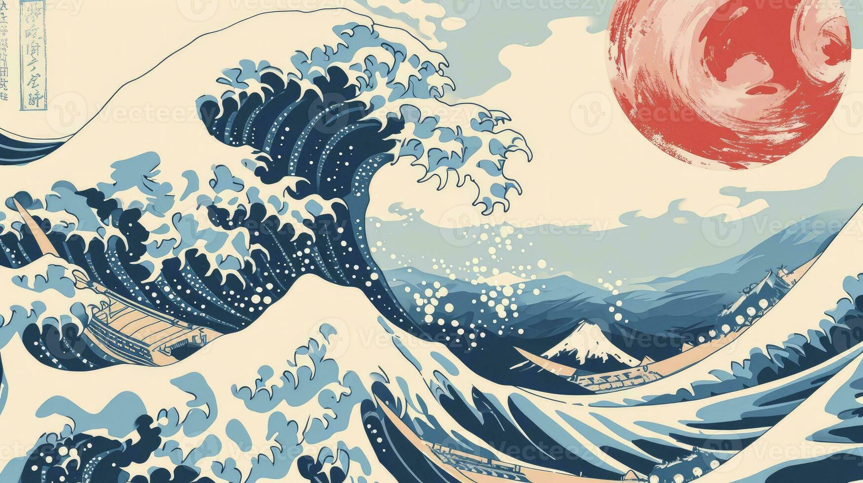 AI generated Background of japanese style wave pattern teture photo