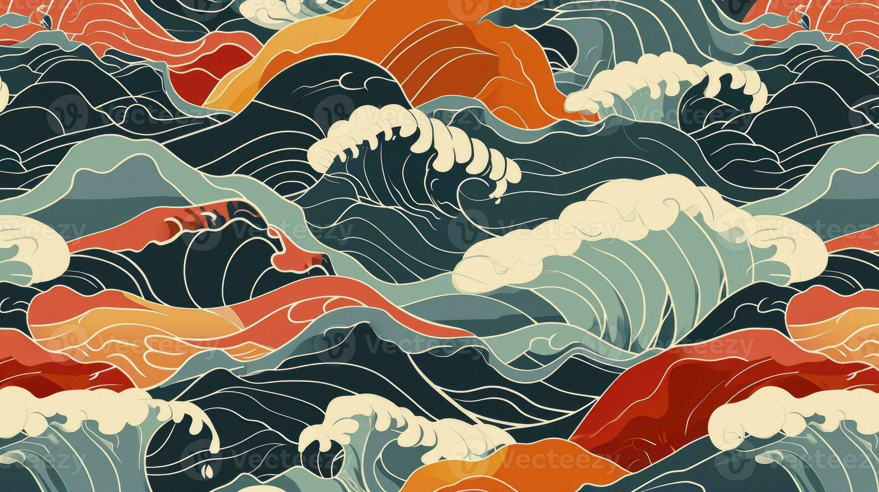 AI generated Background of japanese style wave pattern teture photo