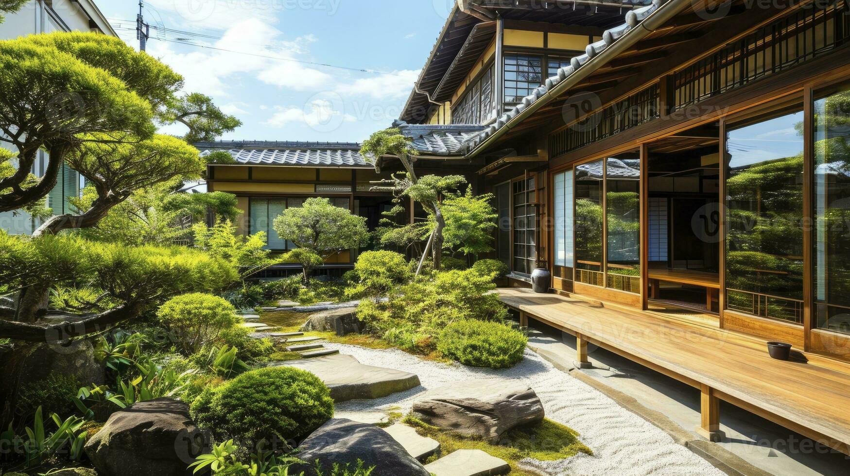 AI generated Japanese classic style house design photo