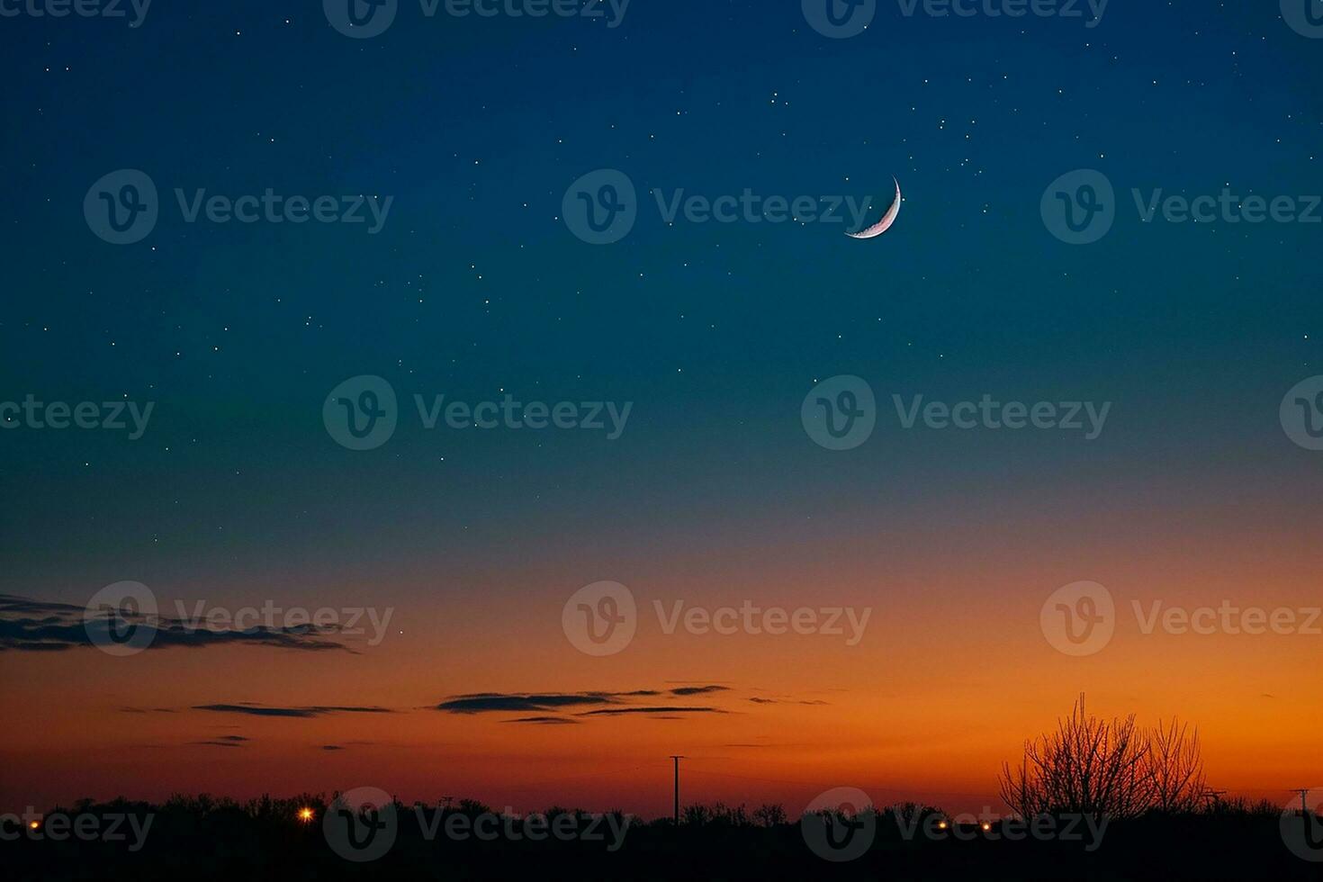 AI generated a night sky with clouds and a crescent photo