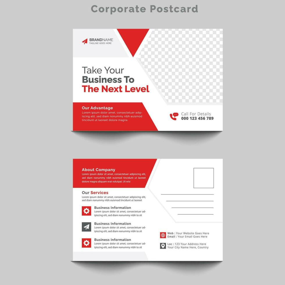 Corporate Professional Vector Postcard Design Template, Corporate Postcard Design For Your Business