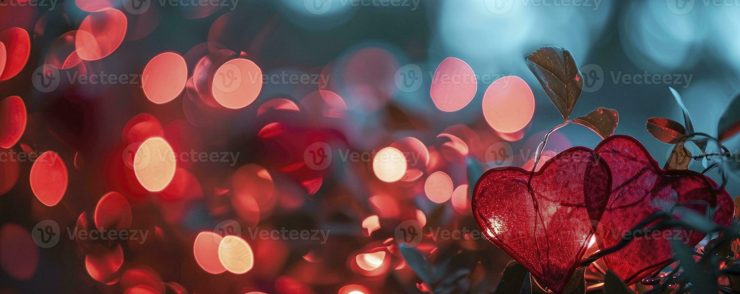 AI generated Heart shape Valentine's Day bokeh background, women's day love gradient. photo