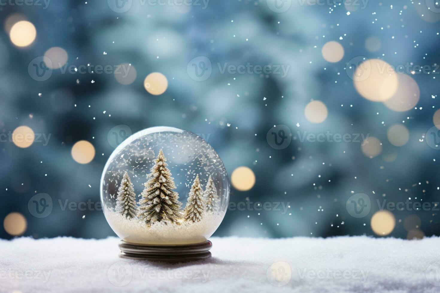 AI generated Christmas tree on glass globe ornament photo