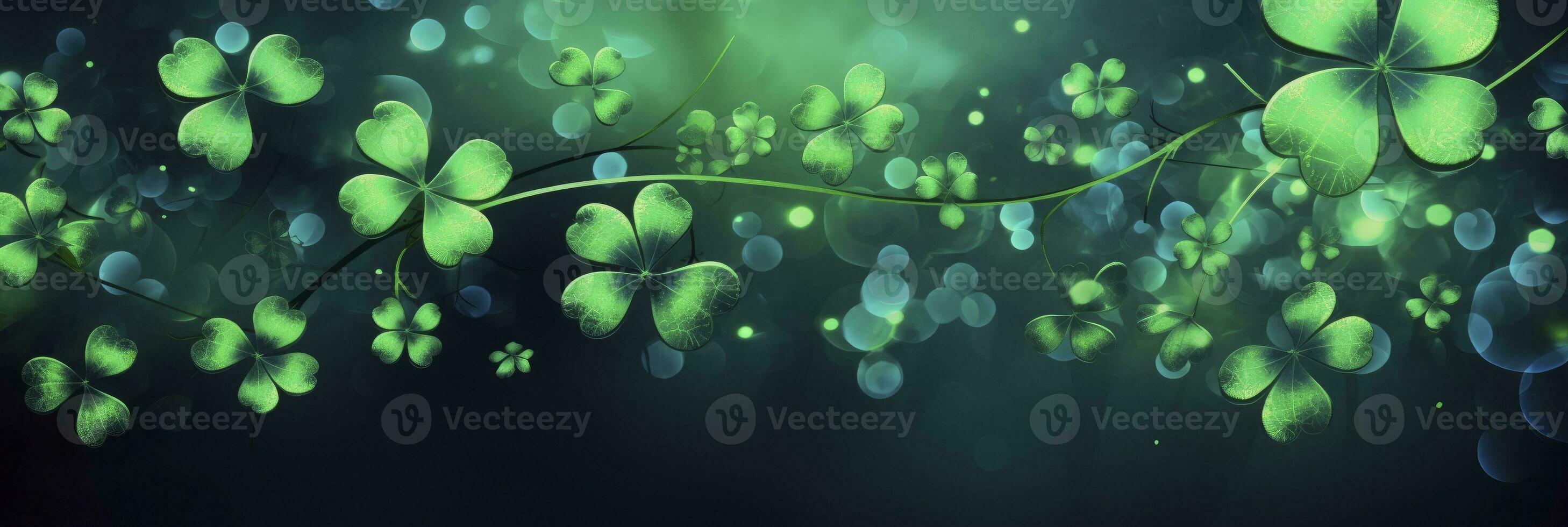 AI generated St patrick's day Shamrock Leaves background photo
