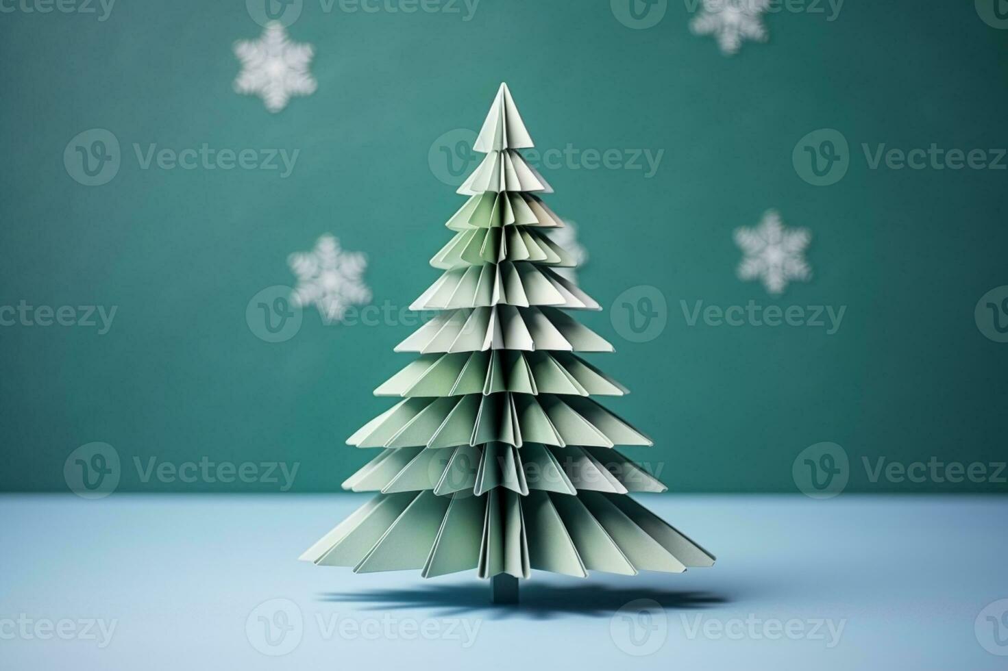 AI generated Christmas tree made with card paper photo